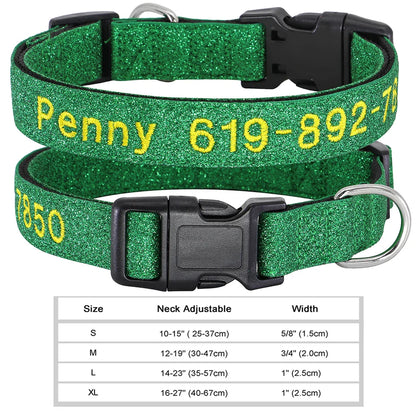 Dog Adjustable Nylon Embroidered Collar