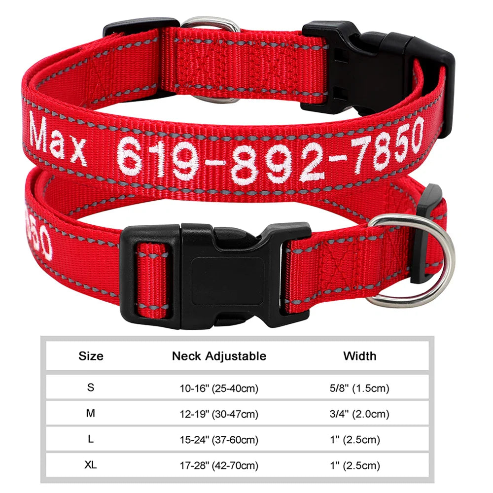 Dog Adjustable Nylon Embroidered Collar