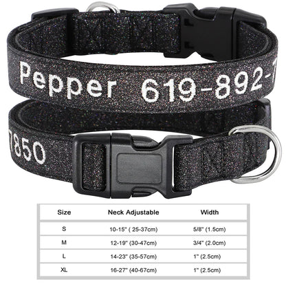 Dog Adjustable Nylon Embroidered Collar