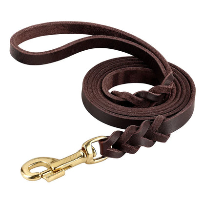 Dog Genuine Leather  Collar Leash Set