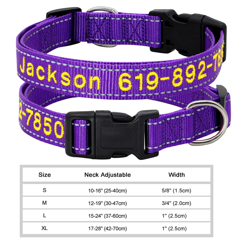 Dog Adjustable Nylon Embroidered Collar