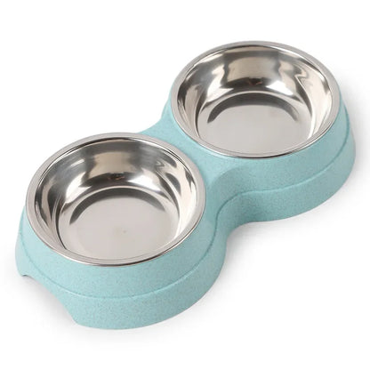 Pet Stainless Steel Double Food Water Bowl