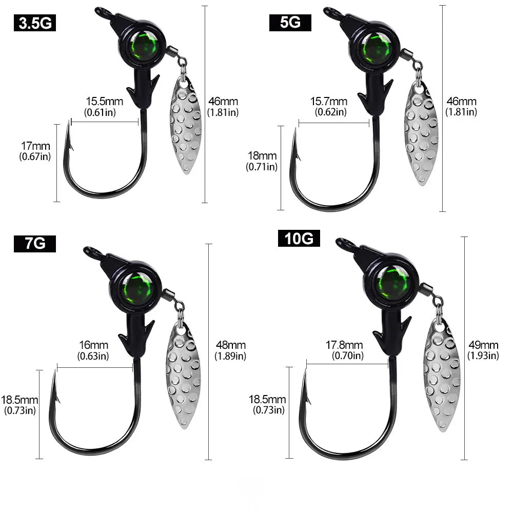 3pcs Jig Fishing Rotating Hook
