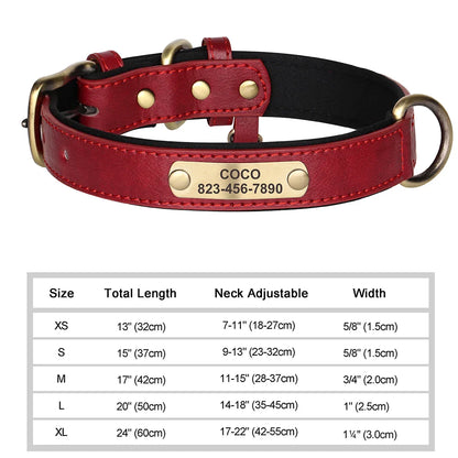 Dog Custom Engraved PU Leather Collar
