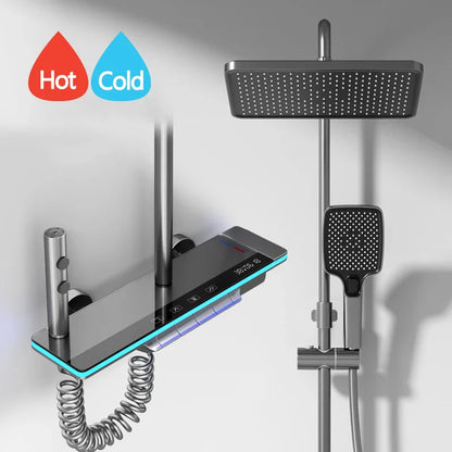 Lights Tempered Glass Bathroom Luxury Shower