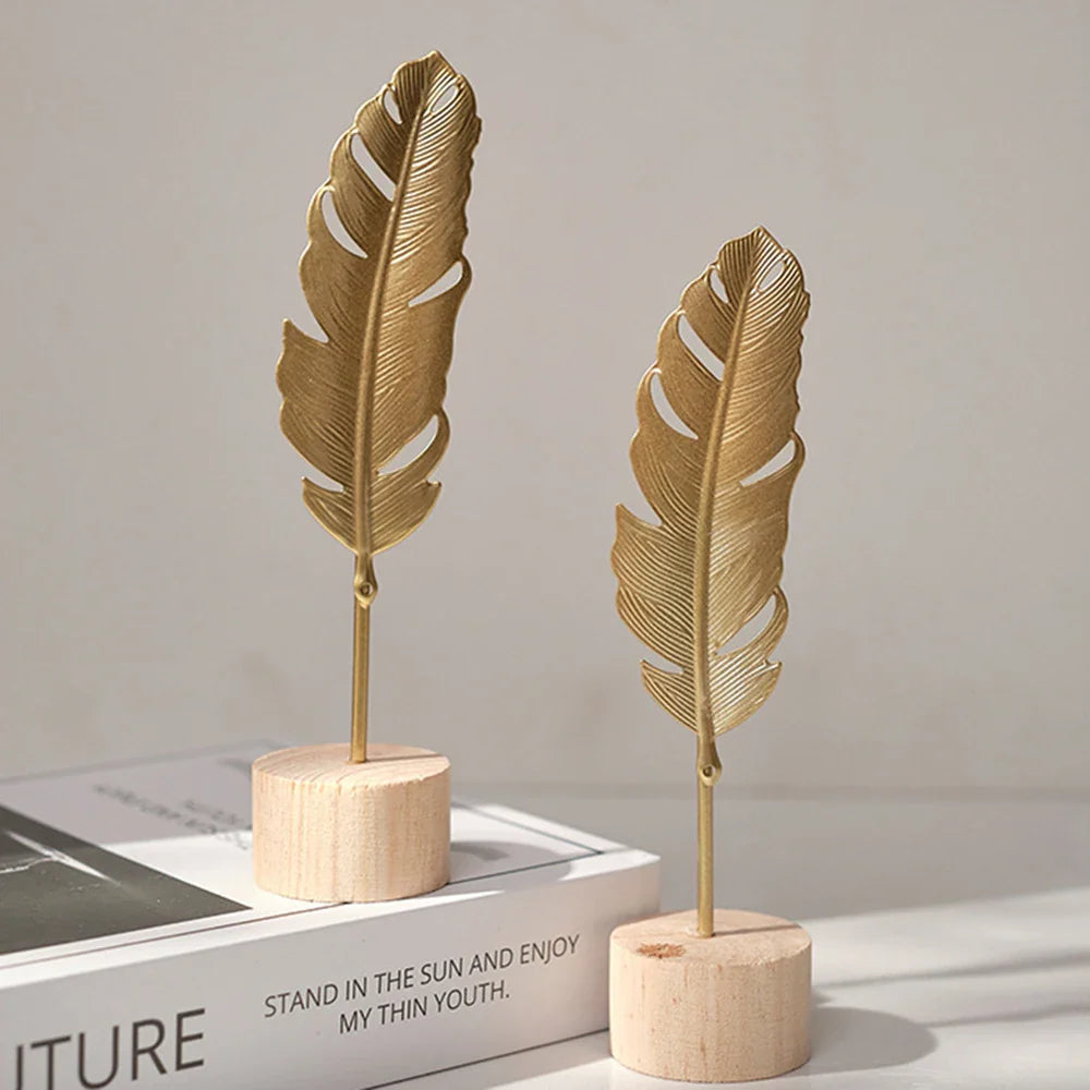 Living Room Decor Nordic Gold Ginkgo Leaf Craft