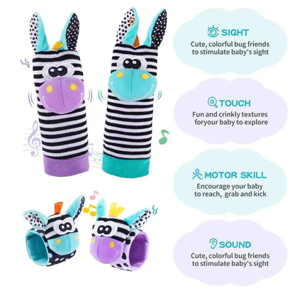4pcs Baby Rattle Foot Finder Socks Toy