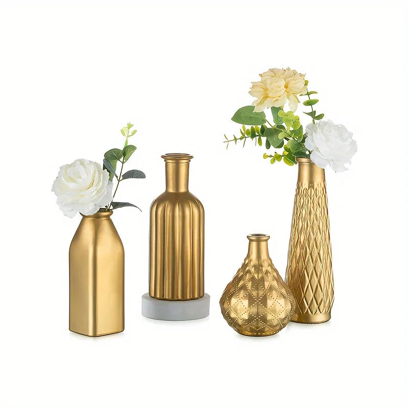 Art Style Cylindrical Gold Glass Vase