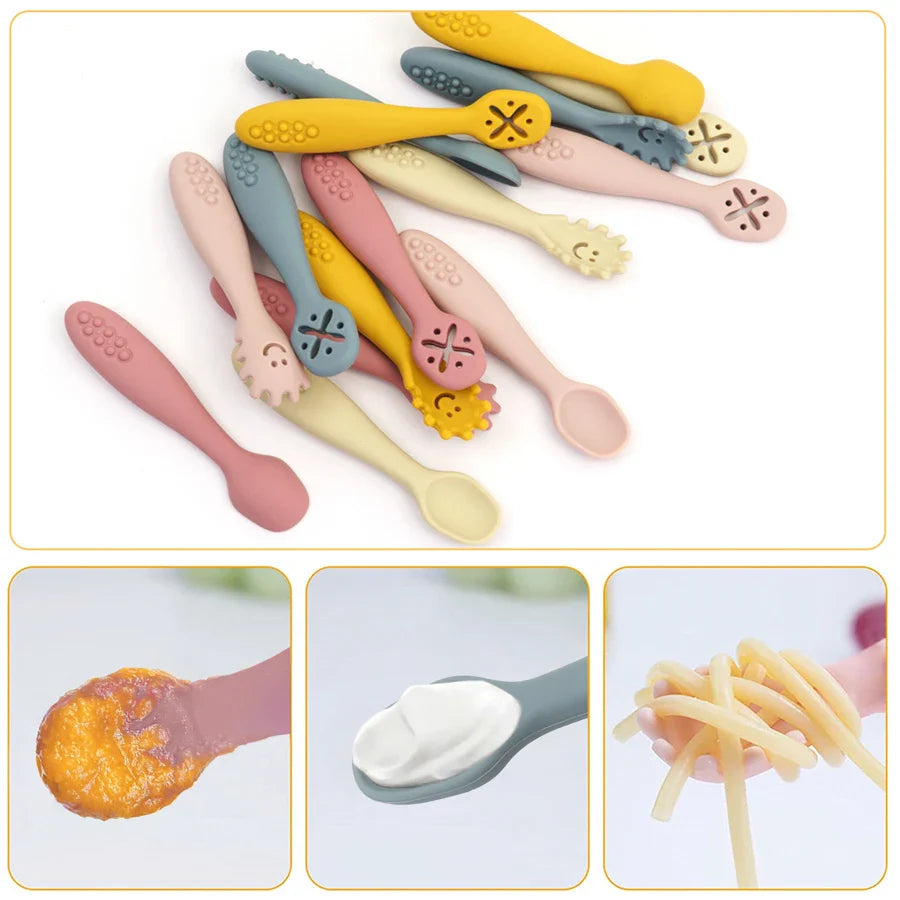 Baby 3PCS Silicone Spoon Fork Set