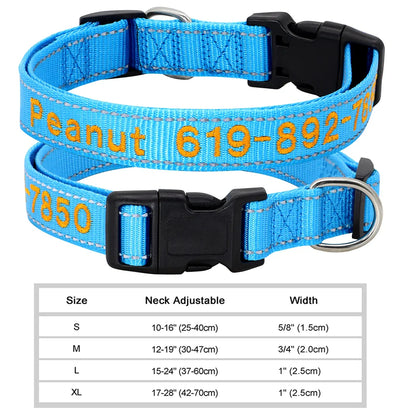 Dog Adjustable Nylon Embroidered Collar