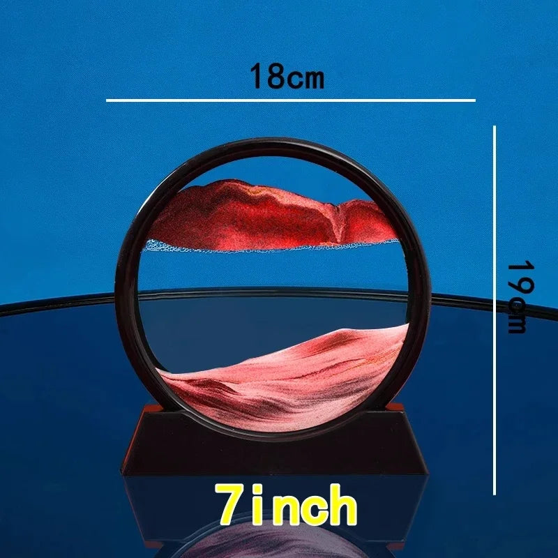 3D Moving Sand Art Picture Round Glass