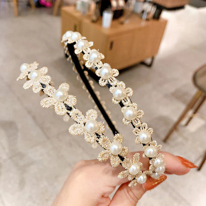 Kids Non-Slip Hair Pearl Flower Hairbands