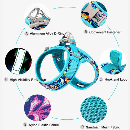 Dog Truelove Floral Printing Mesh Harness