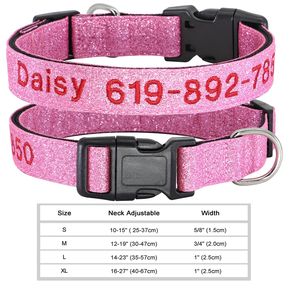 Dog Adjustable Nylon Embroidered Collar