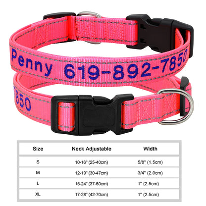 Dog Adjustable Nylon Embroidered Collar