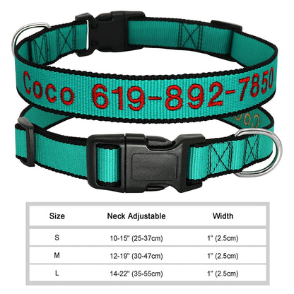 Dog Adjustable Nylon Embroidered Collar