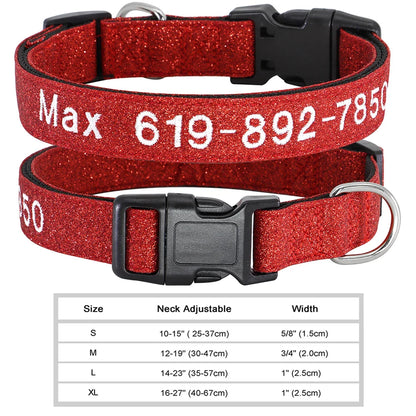 Dog Adjustable Nylon Embroidered Collar