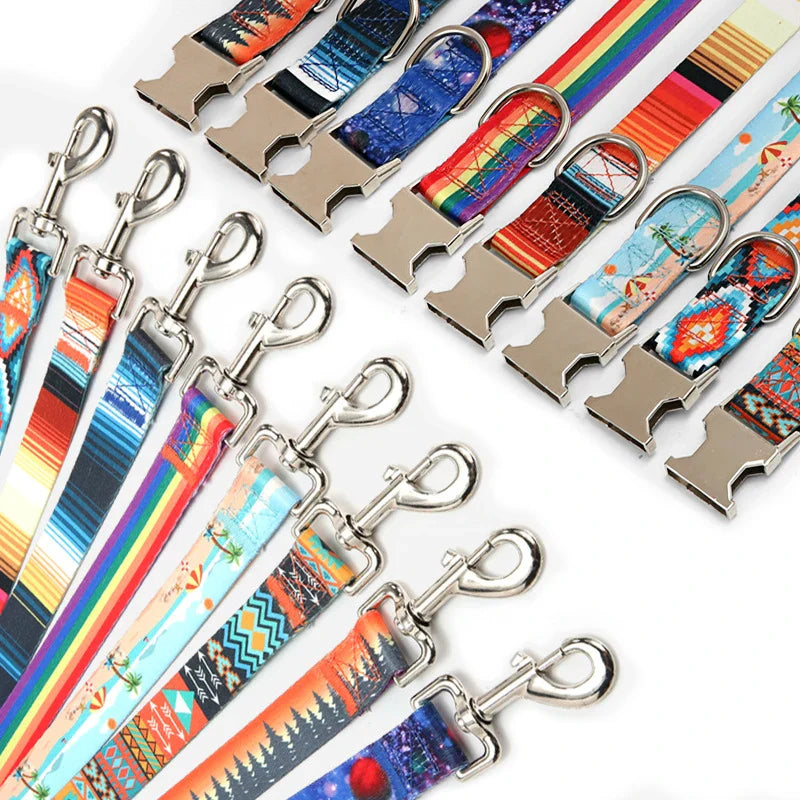 Pet Style Striped Forest Pattern Collar Leash