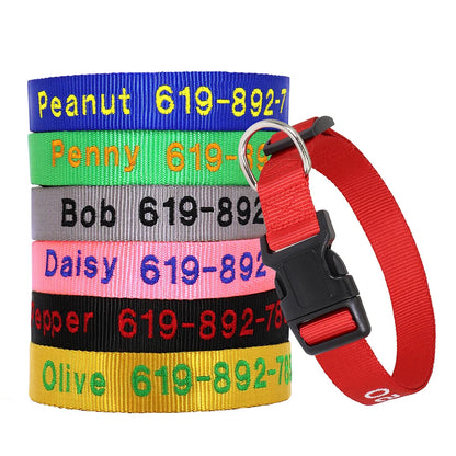 Dog Adjustable Nylon Embroidered Collar