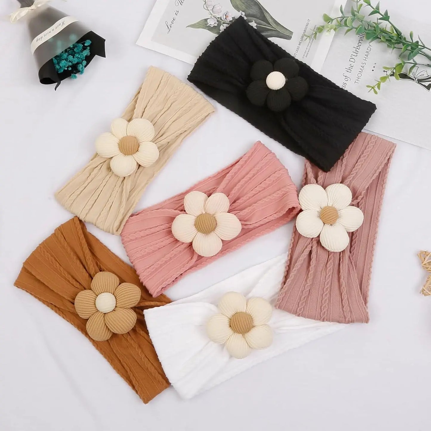 Baby Soft Elastic  Flower Nylon Hairband