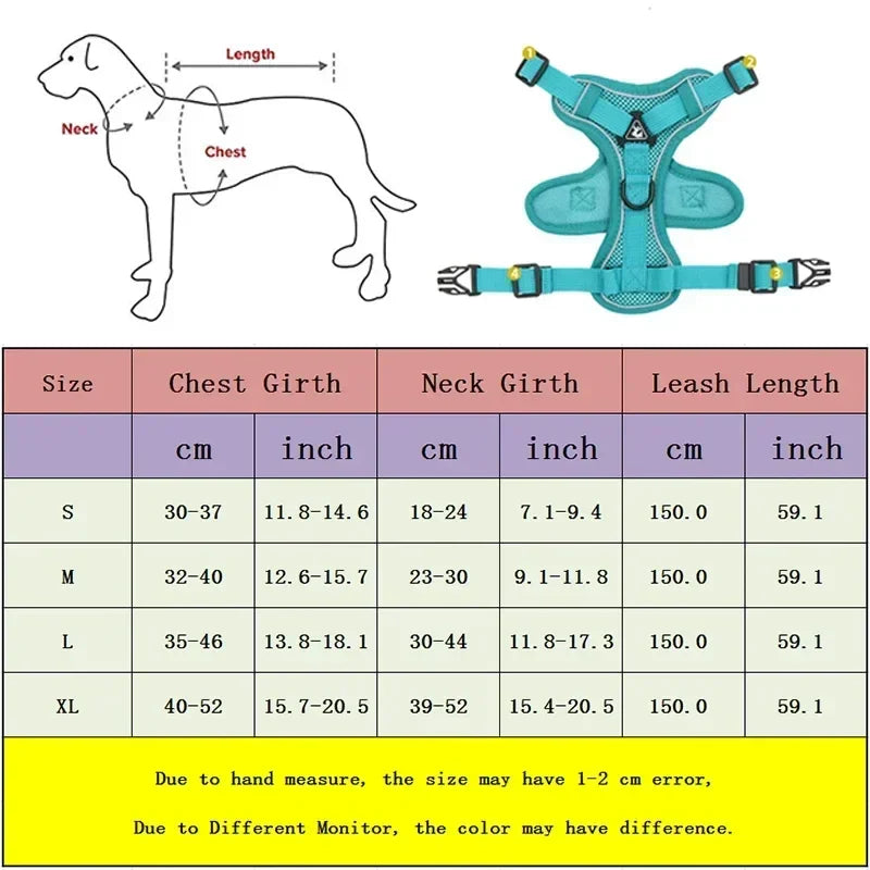 Dog Adjustable Chest Strap Harness Set