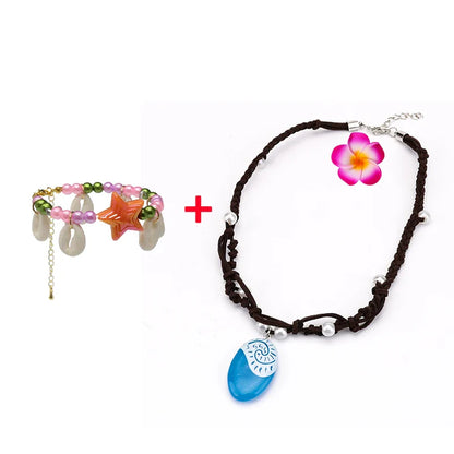 Gilrs Necklace Flower Clip Dress Up Set