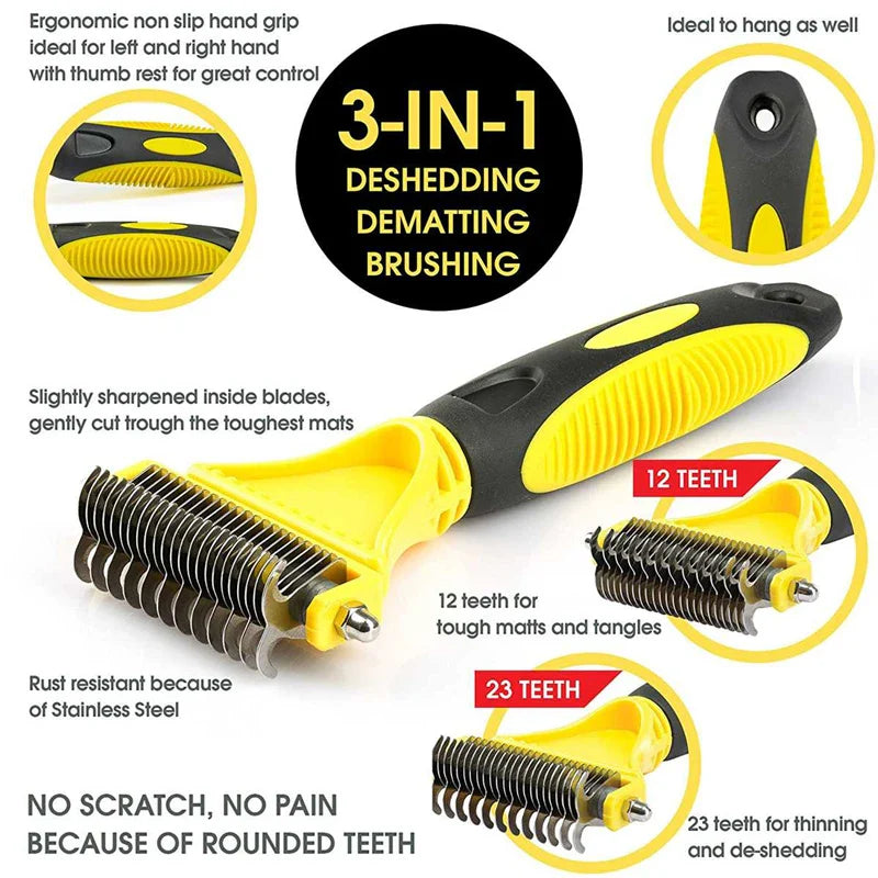 Pets Two-Sided Shedding Grooming Brush