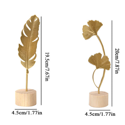 Living Room Decor Nordic Gold Ginkgo Leaf Craft