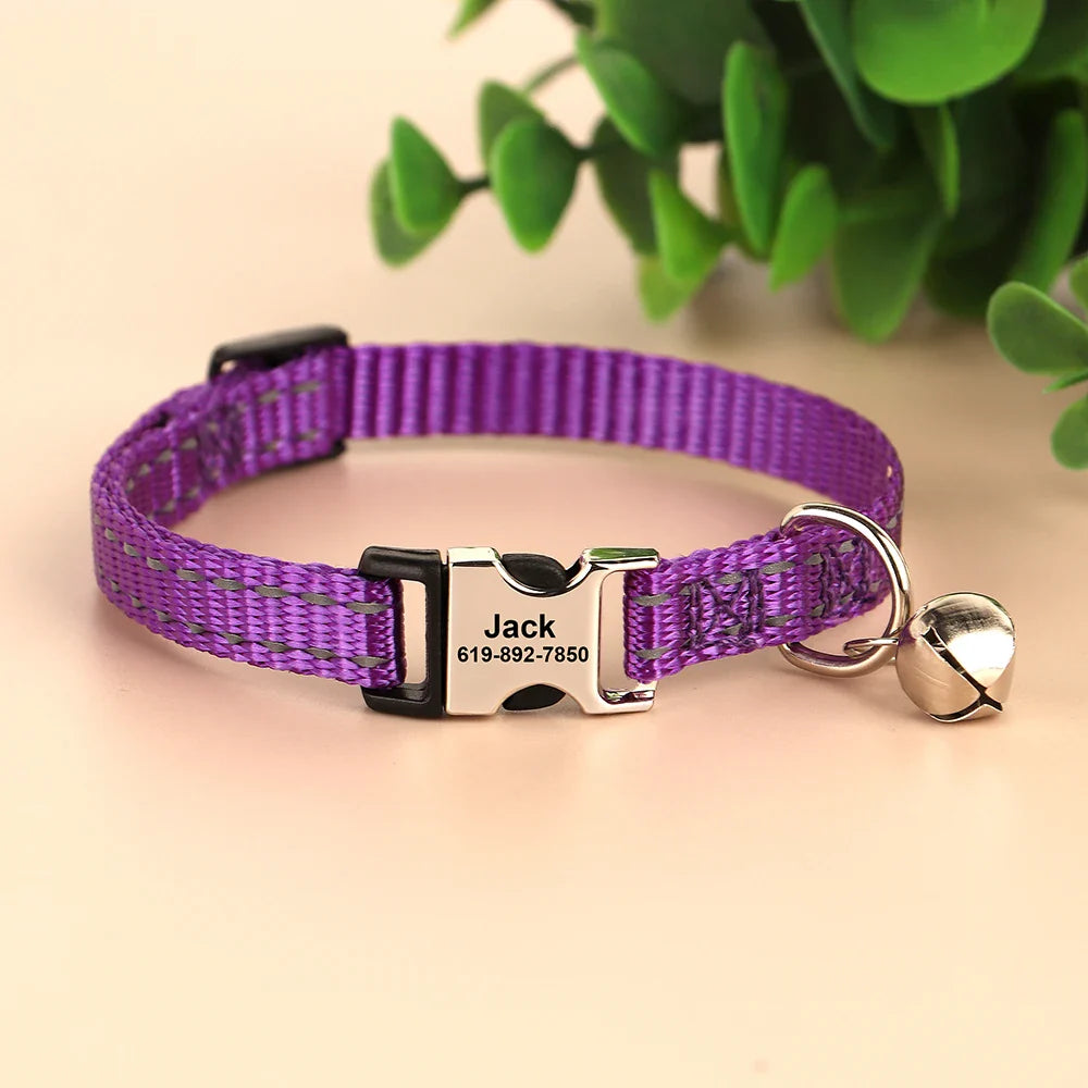 Cat Reflective Nylon Personalized Collar