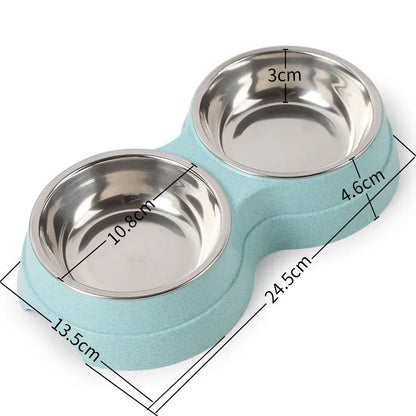 Pet Stainless Steel Double Food Water Bowl