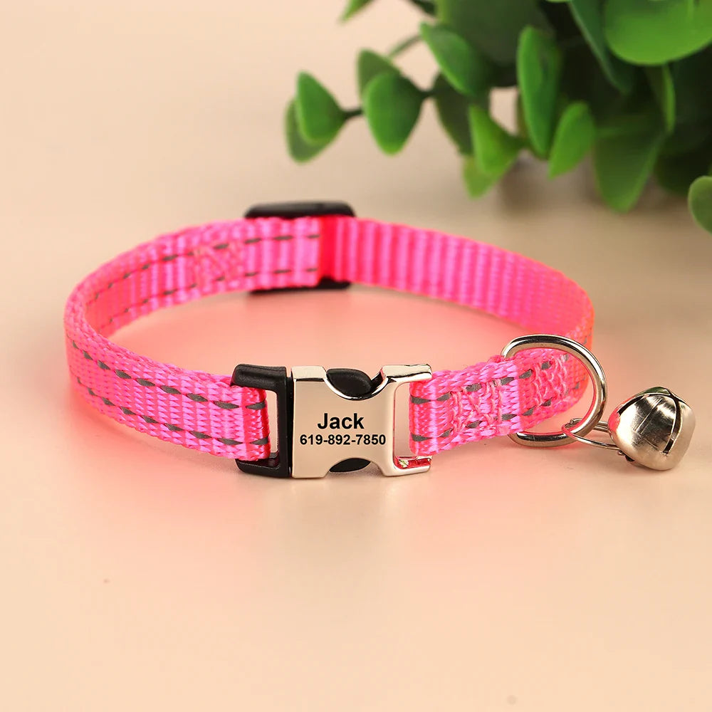 Cat Reflective Nylon Personalized Collar