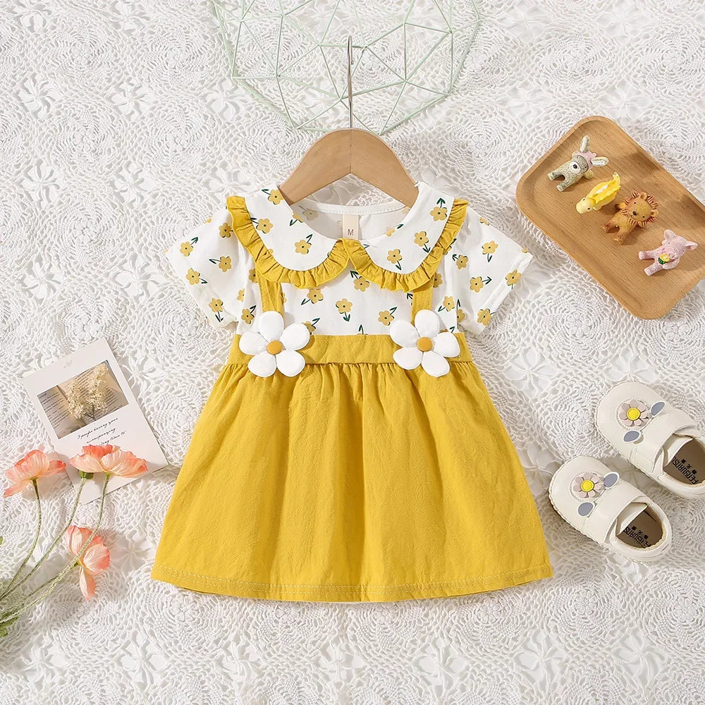 Baby Flower Two-Piece Shoulder Strap Dress
