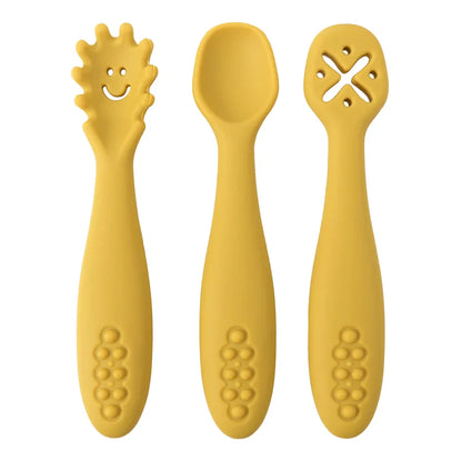 Baby 3PCS Silicone Spoon Fork Set