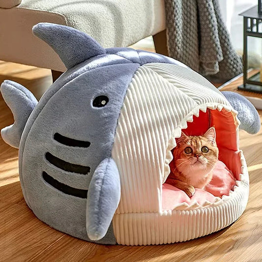 Cat Warm Cartoon Shark Cave Bed