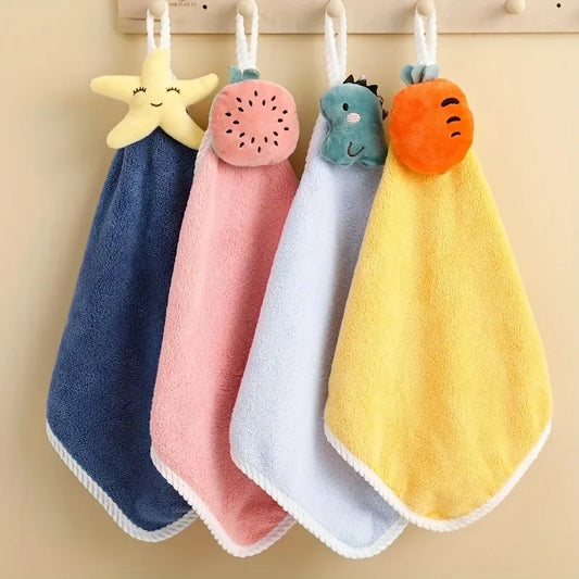 1pc Coral Fleece Hangable Hand Towel