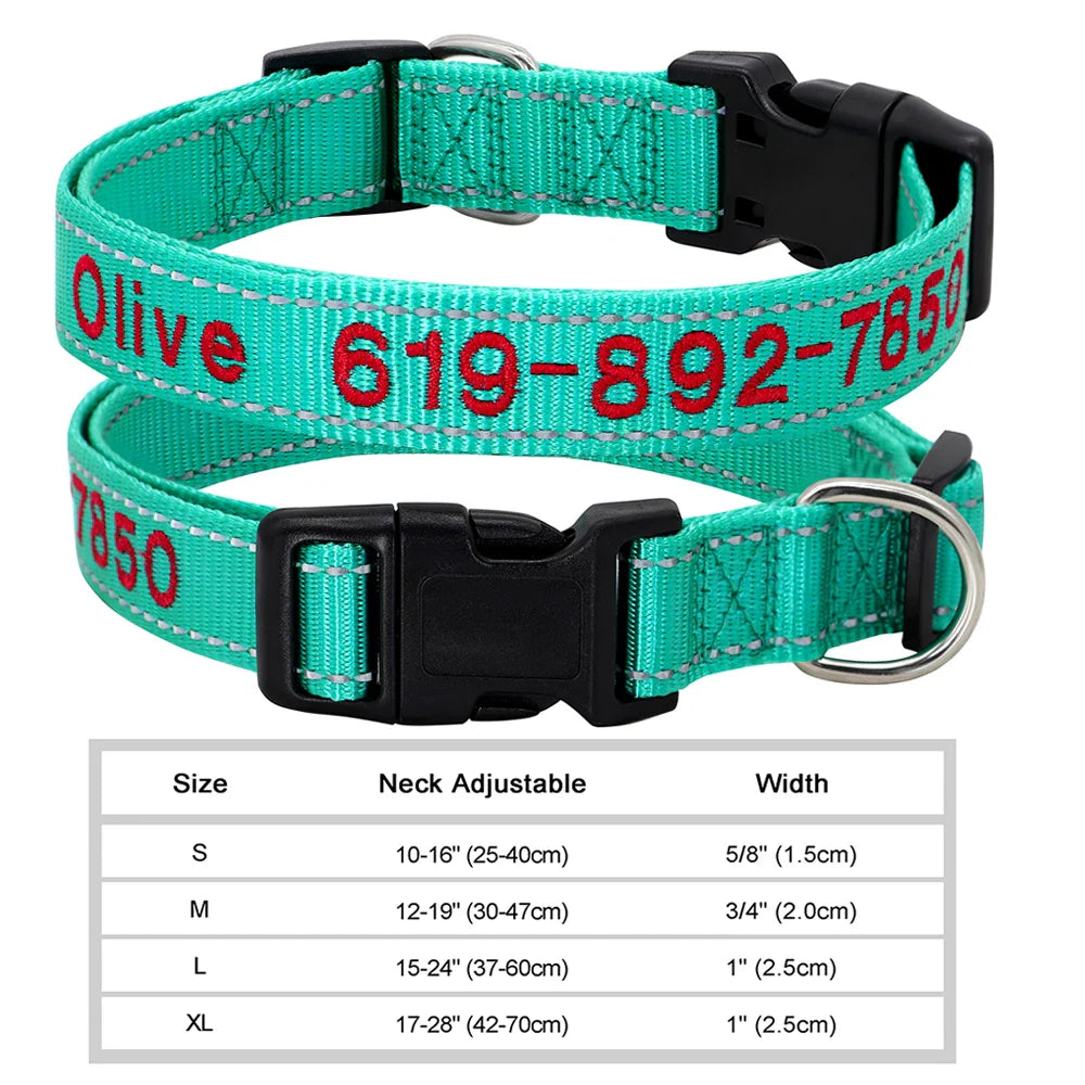 Dog Adjustable Nylon Embroidered Collar