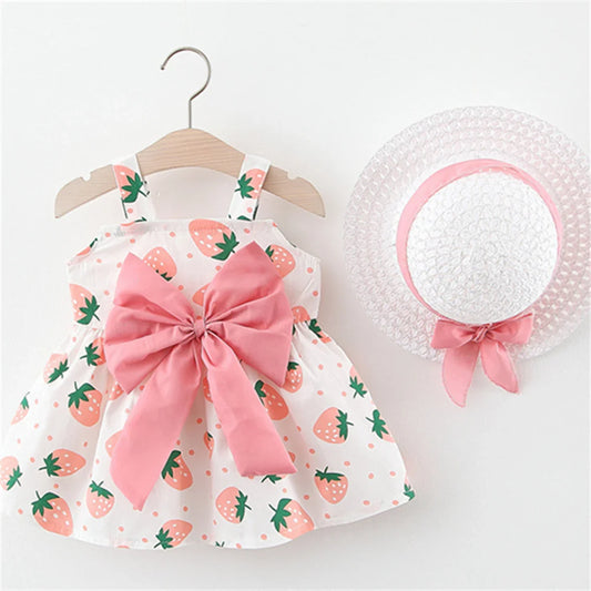 Girl Hanging Strawberry Print Dress