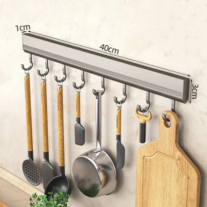 Kitchen Wall Mounted Drill-Free Hooks Rack