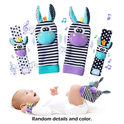 4pcs Baby Rattle Foot Finder Socks Toy