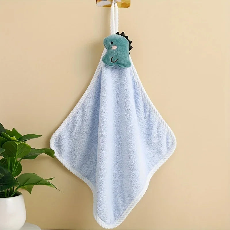 1pc Coral Fleece Hangable Hand Towel