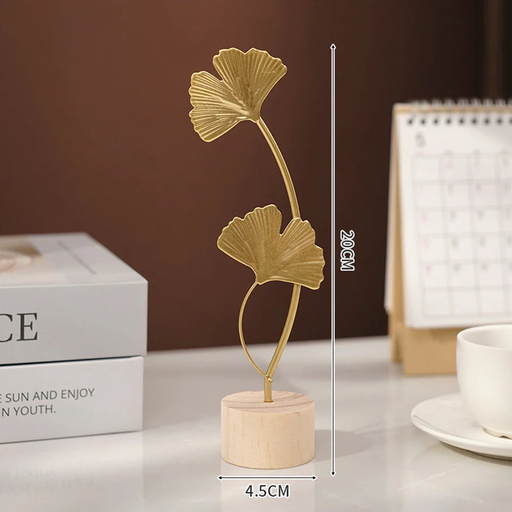 Living Room Decor Nordic Gold Ginkgo Leaf Craft