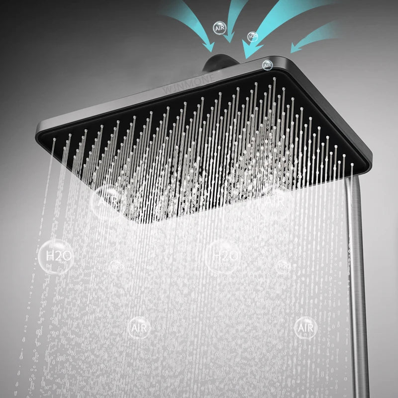 Lights Tempered Glass Bathroom Luxury Shower