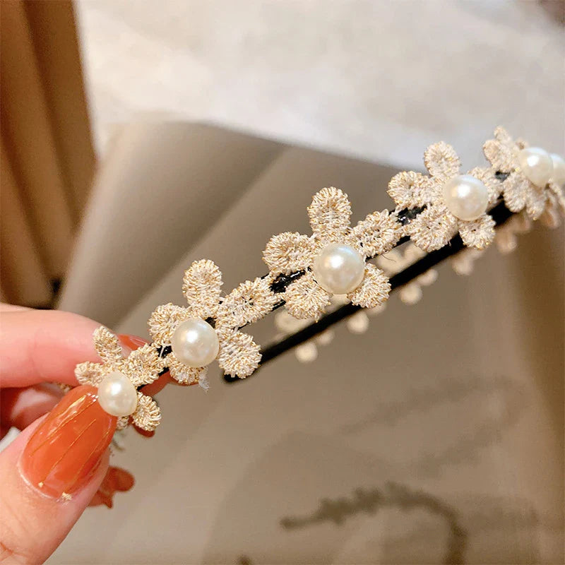 Kids Non-Slip Hair Pearl Flower Hairbands