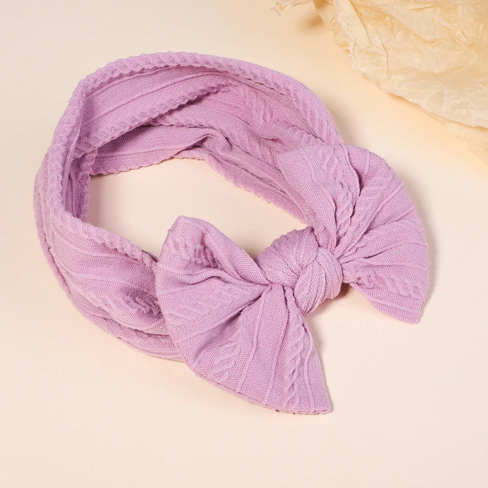 Girls  Cable Knit Turban Bows Headband