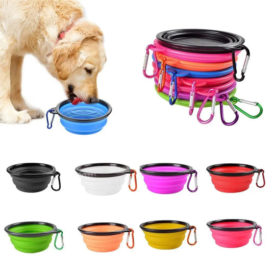Pet  Outdoor Travel Silicone Food Water Bowl