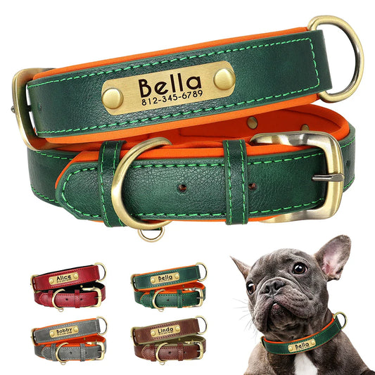 Dog Customized PU Leather Nameplate Collar