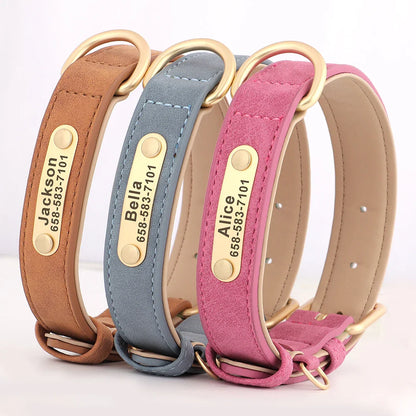 Dog Custom Engraved PU Leather Collar
