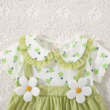 Baby Flower Two-Piece Shoulder Strap Dress