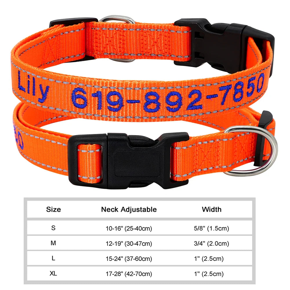Dog Adjustable Nylon Embroidered Collar