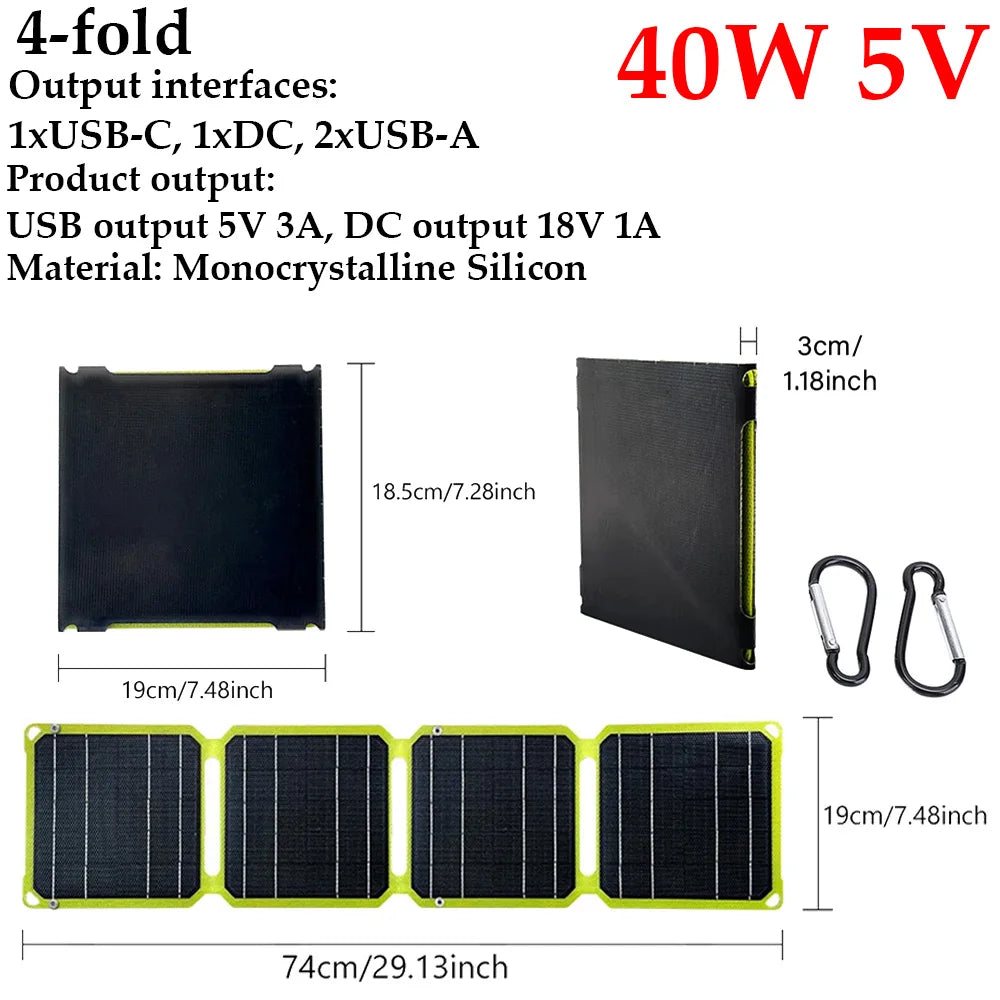 Camping Hiking Solar Charging USB Battery
